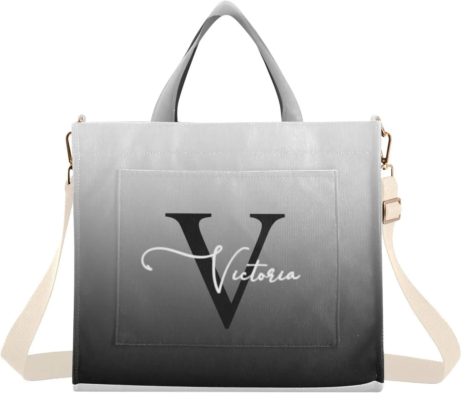 Custom Corduroy Tote Bag for Women Personalized Everyday Hobo Bag with Adjustable Detachable Strap and Pockets