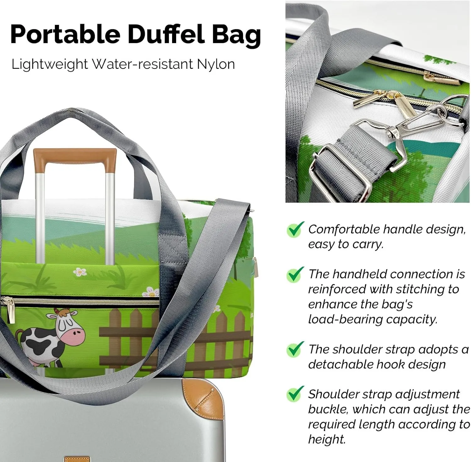Custom Duffel Bag Farm Life Cow Compact and Convenient: Fitness Bags for the Modern Traveler