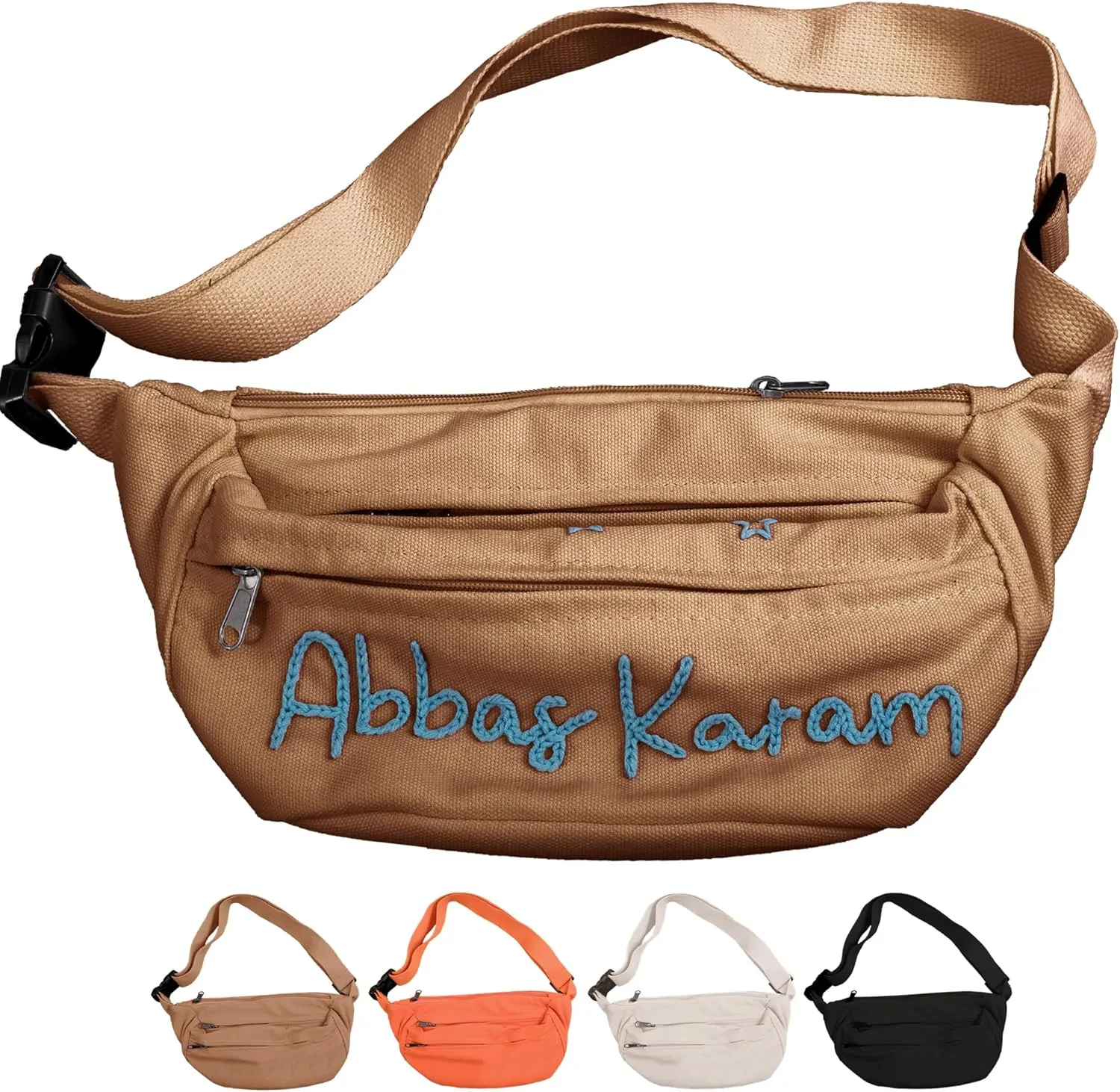Custom Embroidered Fanny Pack – Personalized Belt Bag & Crossbody for Women – Perfect Travel Companion & Bridesmaid Gift（Brown）