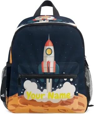 Custom Kids Toddler Mini Backpack for Girls Boys Cartoon Planet Personalised Children's Backpacks Blue School Bag with Kid's Name/Text
