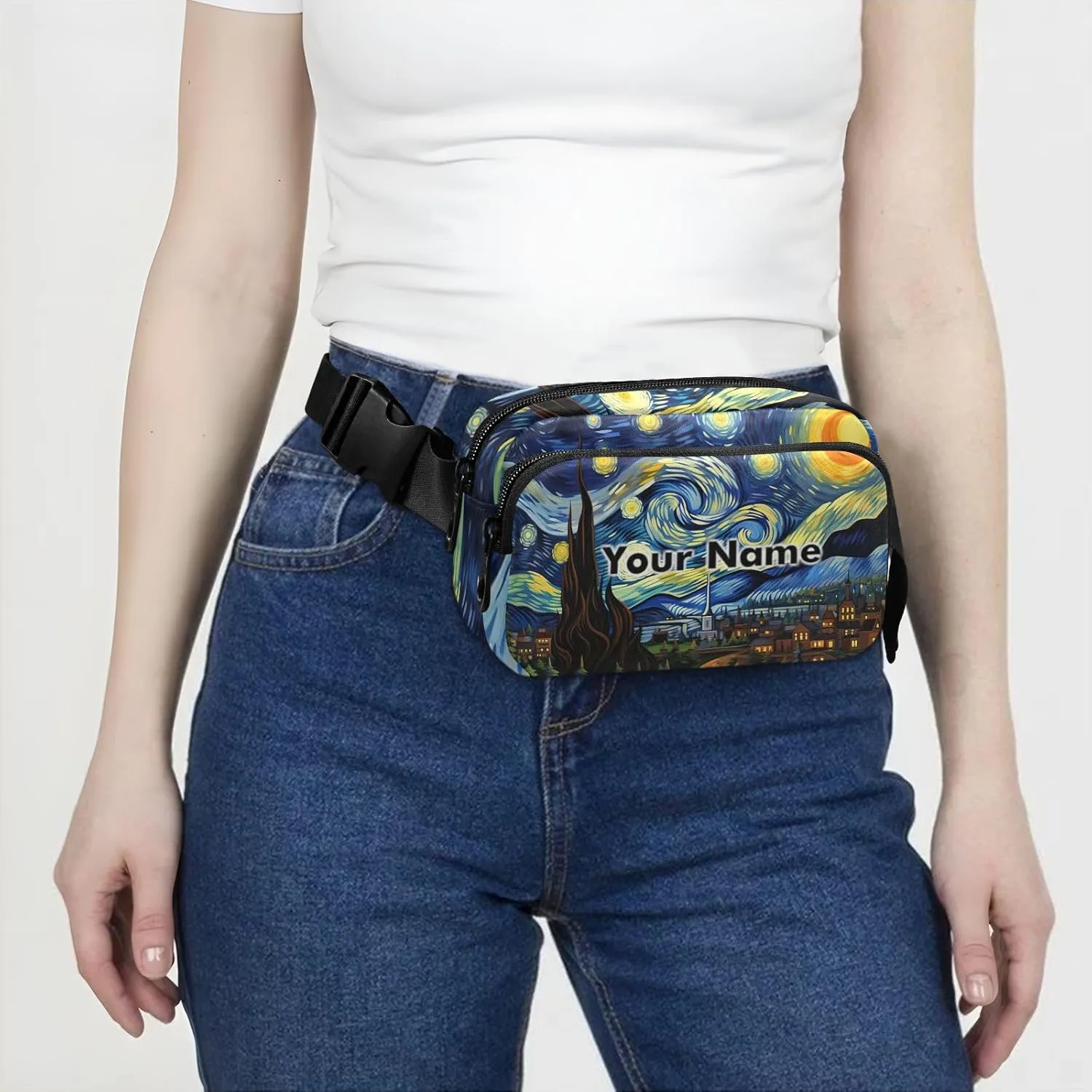 Custom Name Van Gogh Starry Night Fanny Packs for Women and Men - Belt Bag, Crossbody, Running Waist Pack 21340594C
