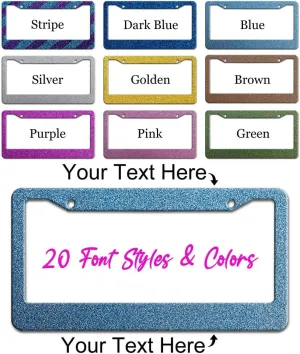 Custom Personalized Texture License Plate Frame,Your Own Text Customized Design Metal License Plate Holder, Vanity Car Plate Frame, Customize Funny License Plate Holder Chrome 2 Holes