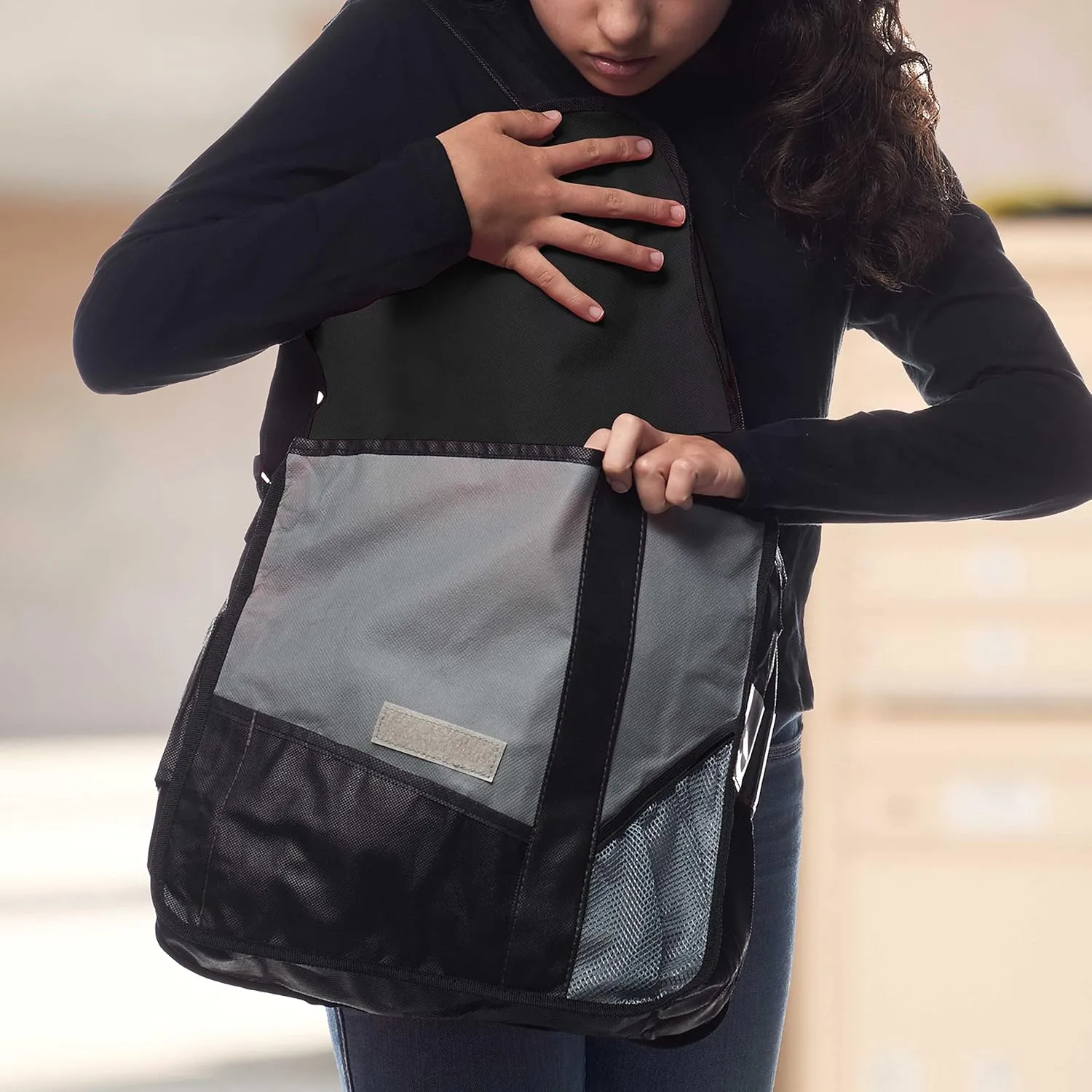 Custom Slant Flap Messenger Bags of 12, Personalized Bulk Pack - Perfect for Employees and For Everyday Use - Black