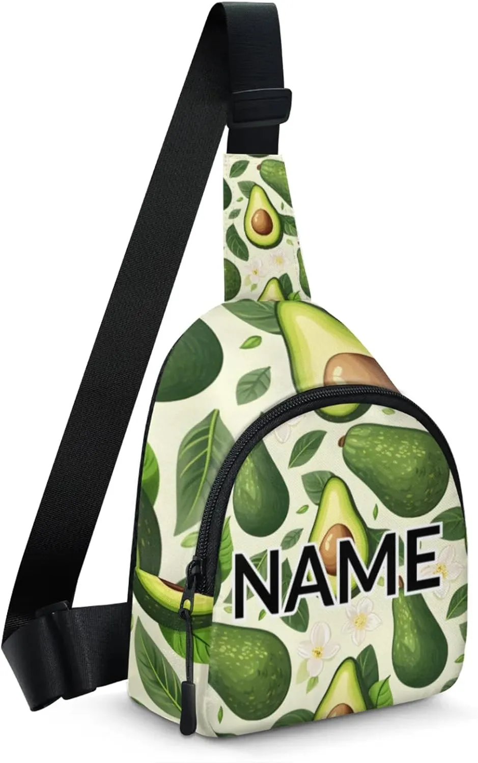 Custom Sling Bag Avocado Cross Body Customize Chest Bag Cute Fruit Daypack for Outdoors Travel Hiking Sports