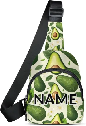 Custom Sling Bag Avocado Cross Body Customize Chest Bag Cute Fruit Daypack for Outdoors Travel Hiking Sports