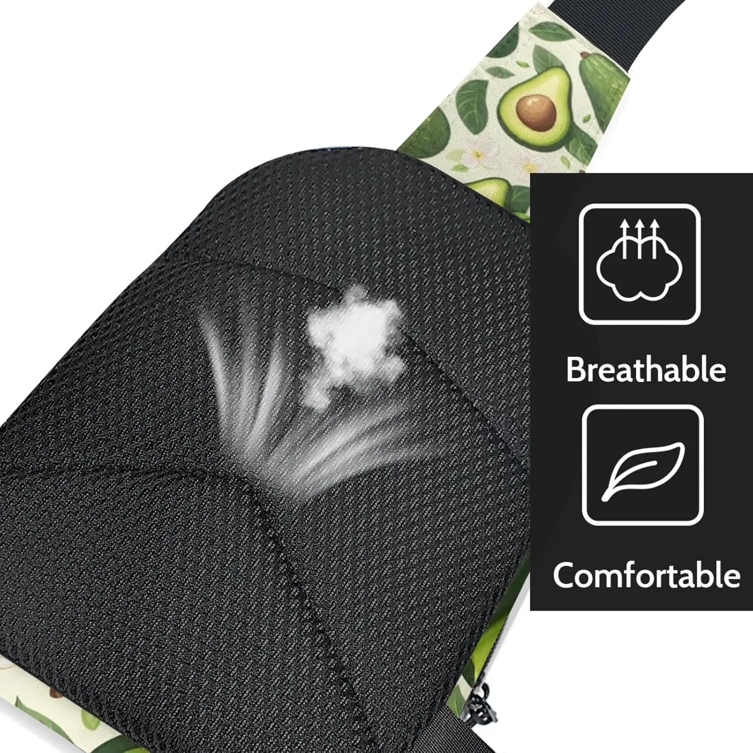 Custom Sling Bag Avocado Cross Body Customize Chest Bag Cute Fruit Daypack for Outdoors Travel Hiking Sports