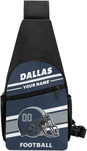 Custom Sling Bag, Personalized Dallas Crossbody Bags for Men Women, Customize Name and Number Sling Shoulder Backpack, Chest Bag Hiking Travel Daypack for Outdoor