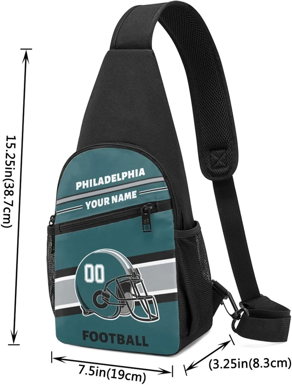 Custom Sling Bag, Personalized Philadelphia Crossbody Bags for Men Women, Customize Name and Number Sling Shoulder Backpack, Chest Bag Hiking Travel Daypack for Outdoor