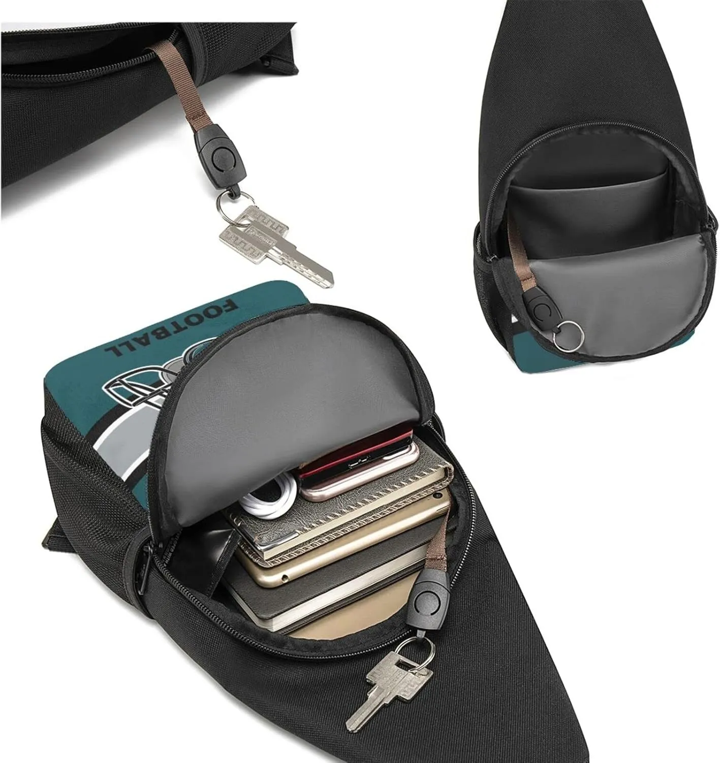 Custom Sling Bag, Personalized Philadelphia Crossbody Bags for Men Women, Customize Name and Number Sling Shoulder Backpack, Chest Bag Hiking Travel Daypack for Outdoor