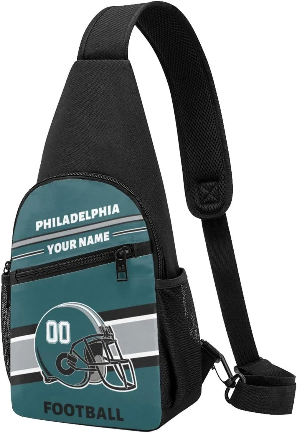 Custom Sling Bag, Personalized Philadelphia Crossbody Bags for Men Women, Customize Name and Number Sling Shoulder Backpack, Chest Bag Hiking Travel Daypack for Outdoor