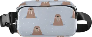 Cute Arctic Animals Walrus Waterproof Women Fanny Packs Anti Theft Belt Bag Cartoon Travel Waist Pack for Men