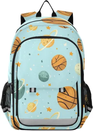 Cute Basketball Planet Backpack for Boys Girls Elementary School Bag Kids Bookbag Travel Rucksack With Reflective Stripes Children's backpack