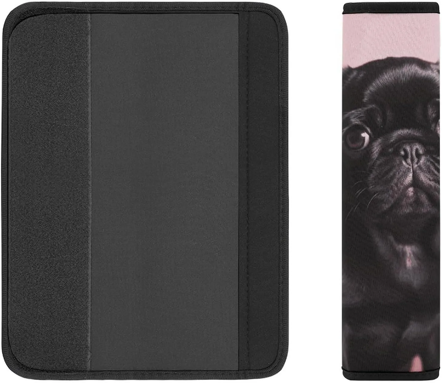 Cute Black Pug Auto Seat Belt Cover 2PCS Universal Car Seat Belt Shoulder Protector Pad, Protect Your Shoulders and Neck for Car Seat Belt, Shoulder Bag, Backpack