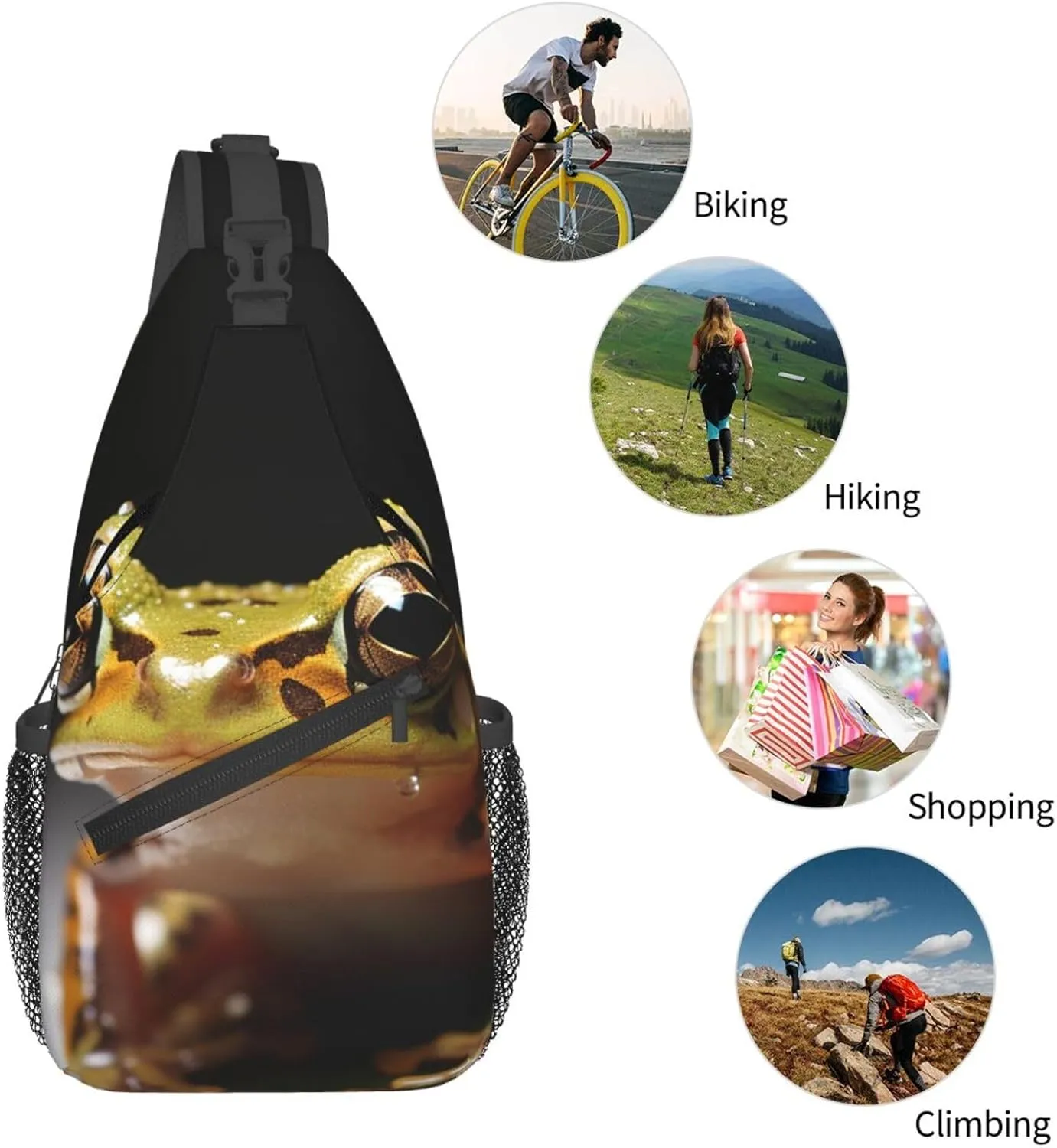 Cute Camouflage Frog Sling Bag Backpack For Men Cross Chest Bag Crossbody Shoulder Bag Travel Hiking Daypack