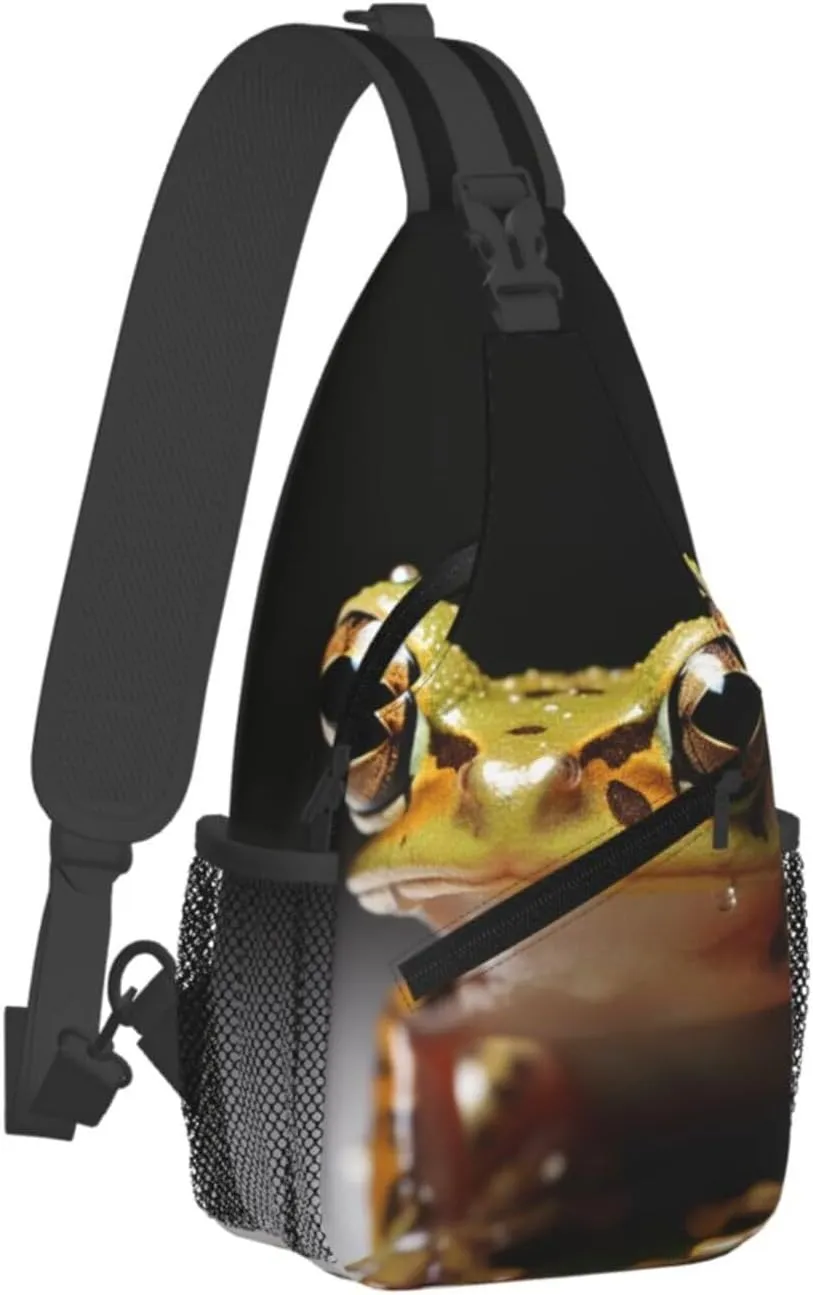 Cute Camouflage Frog Sling Bag Backpack For Men Cross Chest Bag Crossbody Shoulder Bag Travel Hiking Daypack