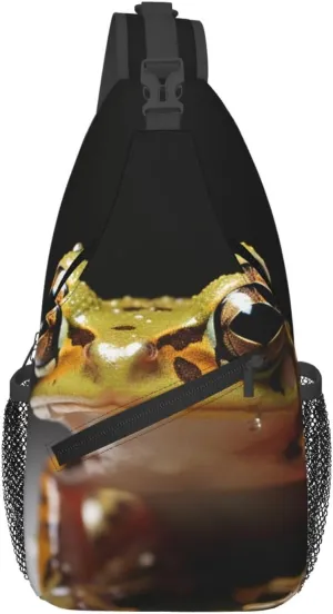 Cute Camouflage Frog Sling Bag Backpack For Men Cross Chest Bag Crossbody Shoulder Bag Travel Hiking Daypack