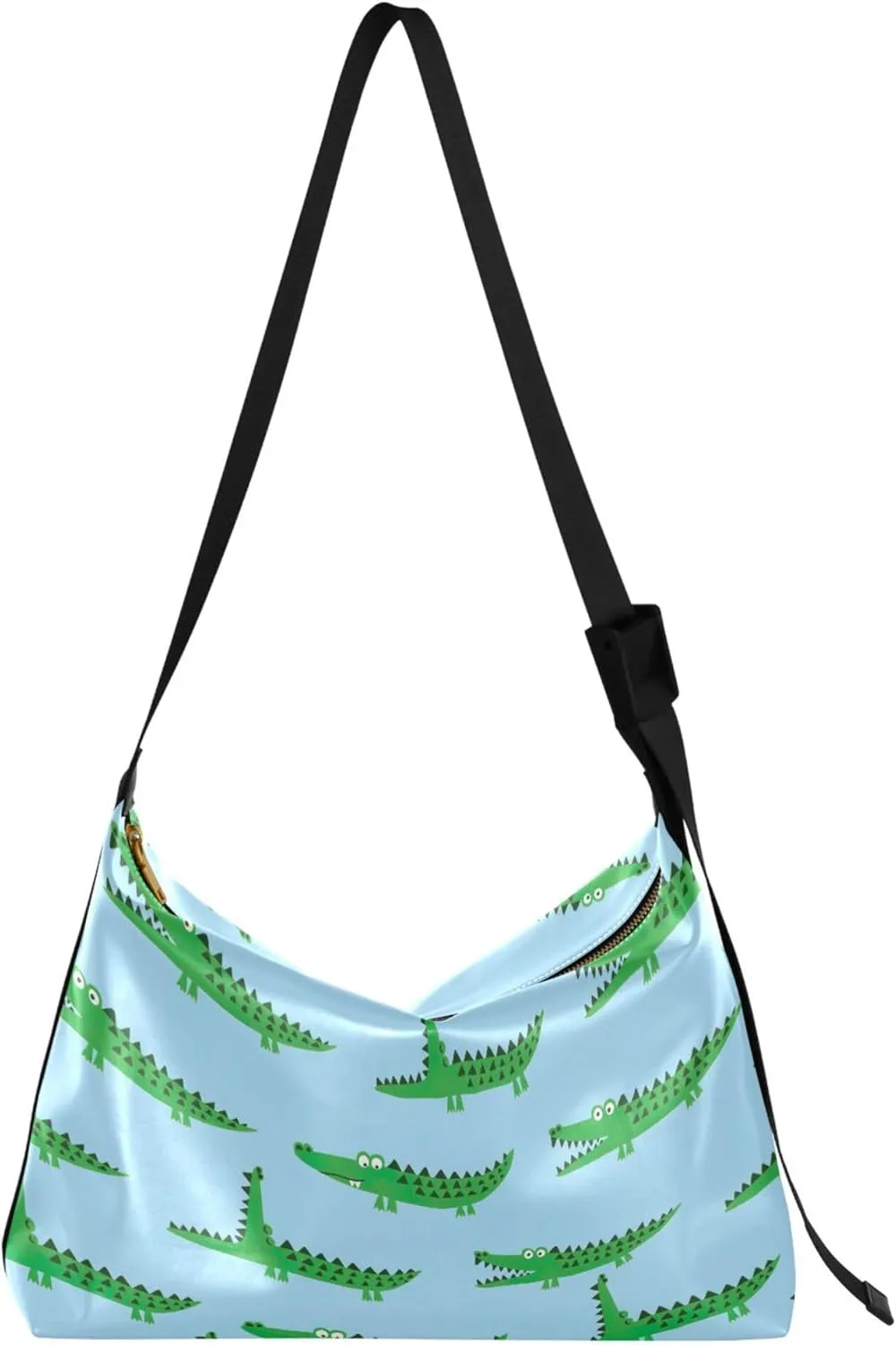 Cute Cartoon Crocodile Funny Soft PU Leather Hobo Bags Cross Body Men Bag Floral Animal Print Womens Shoulder Purse