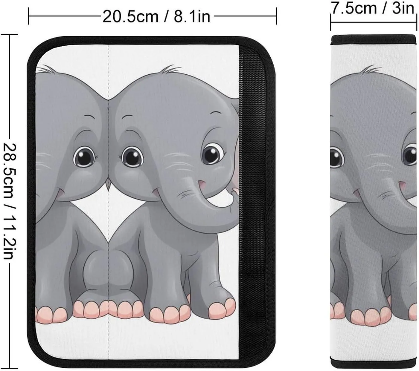Cute Cartoon Elephant Auto Seat Belt Cover 2PCS Universal Car Seat Belt Shoulder Protector Pad, Protect Your Shoulders and Neck for Car Seat Belt, Shoulder Bag, Backpack