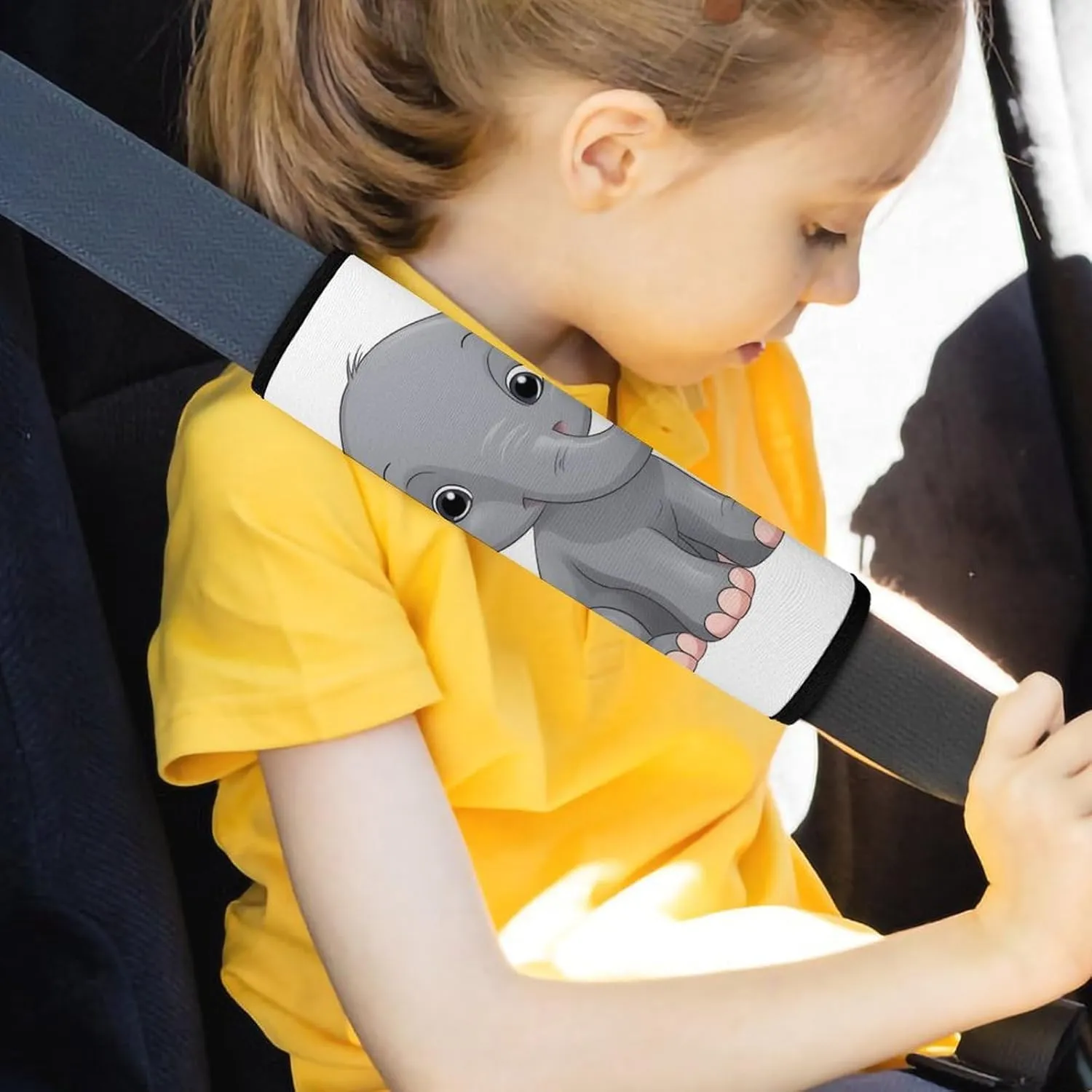 Cute Cartoon Elephant Auto Seat Belt Cover 2PCS Universal Car Seat Belt Shoulder Protector Pad, Protect Your Shoulders and Neck for Car Seat Belt, Shoulder Bag, Backpack