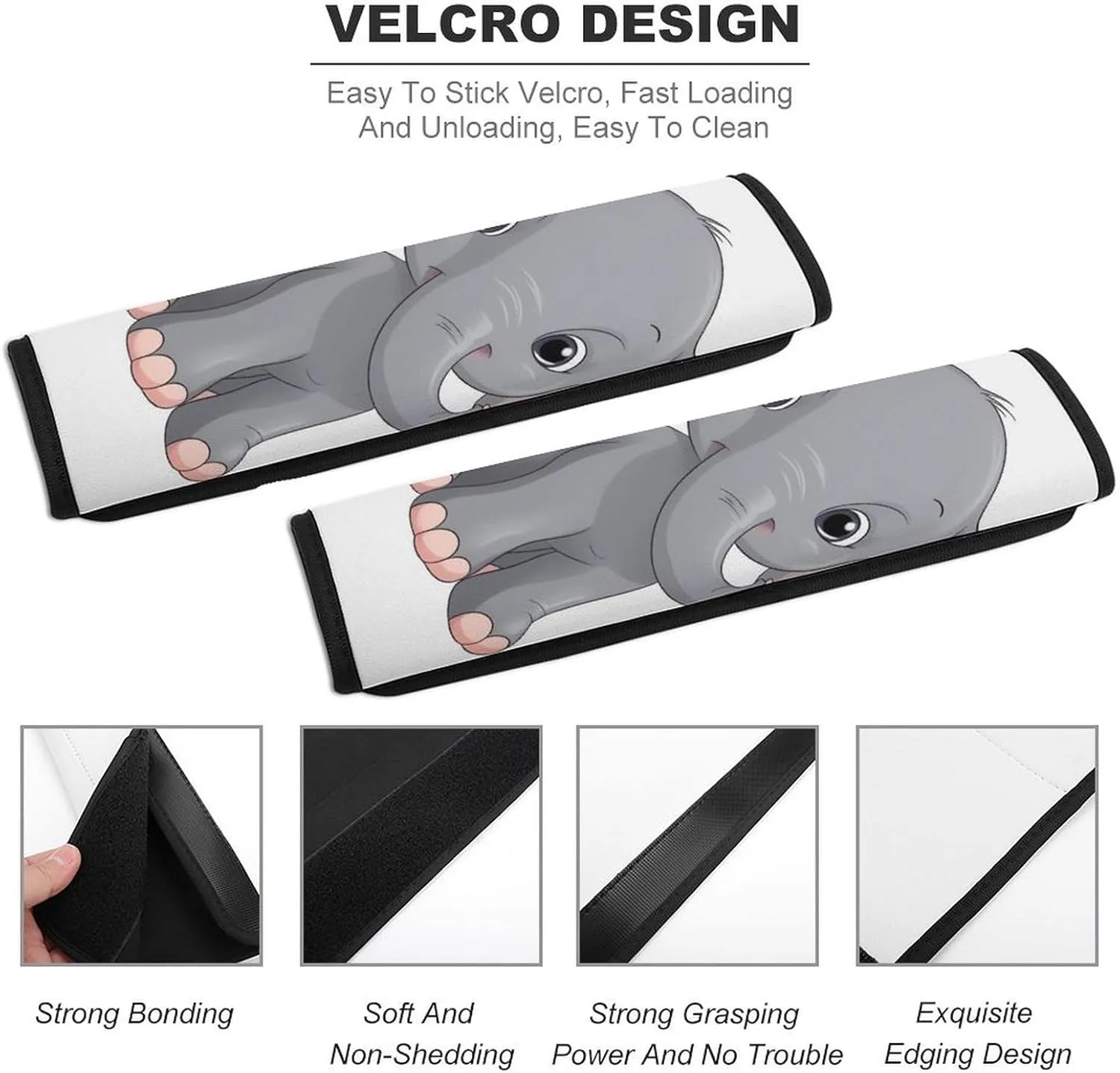 Cute Cartoon Elephant Auto Seat Belt Cover 2PCS Universal Car Seat Belt Shoulder Protector Pad, Protect Your Shoulders and Neck for Car Seat Belt, Shoulder Bag, Backpack