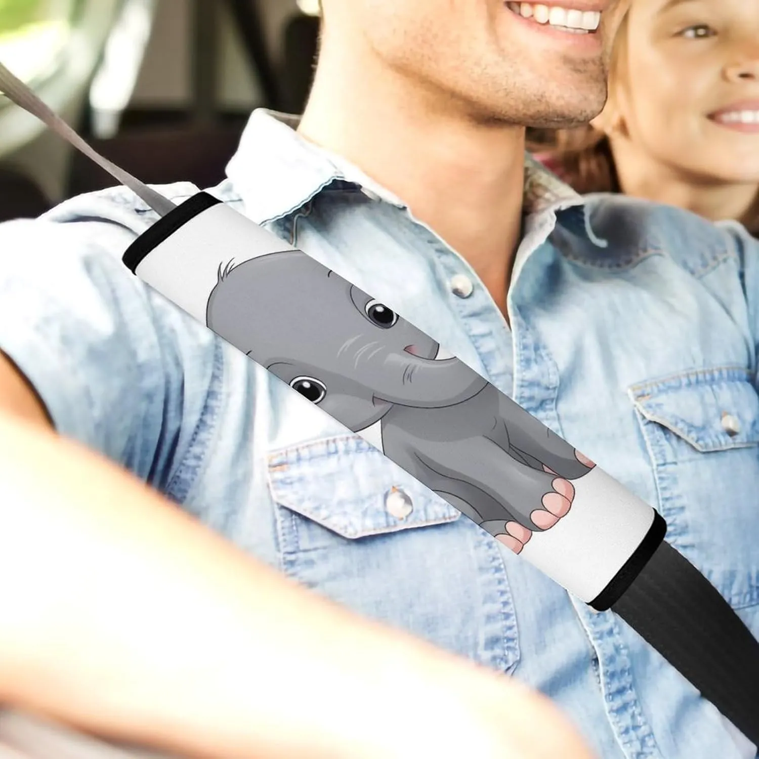 Cute Cartoon Elephant Auto Seat Belt Cover 2PCS Universal Car Seat Belt Shoulder Protector Pad, Protect Your Shoulders and Neck for Car Seat Belt, Shoulder Bag, Backpack