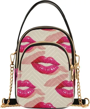Cute Cartoon Lip Beige trendy bags for women crossbody with multi pockets hand bag for birthday gifts