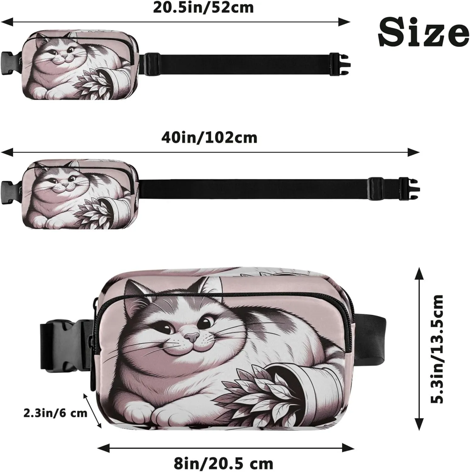 Cute Cat Mischief Pink Women Fanny Pack Bright Color Hip Pack Belt Bag Waterproof Waist Bag for Women