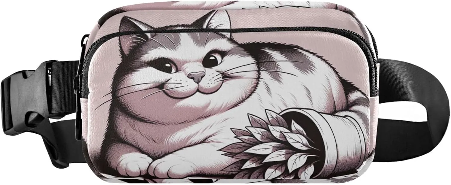 Cute Cat Mischief Pink Women Fanny Pack Bright Color Hip Pack Belt Bag Waterproof Waist Bag for Women