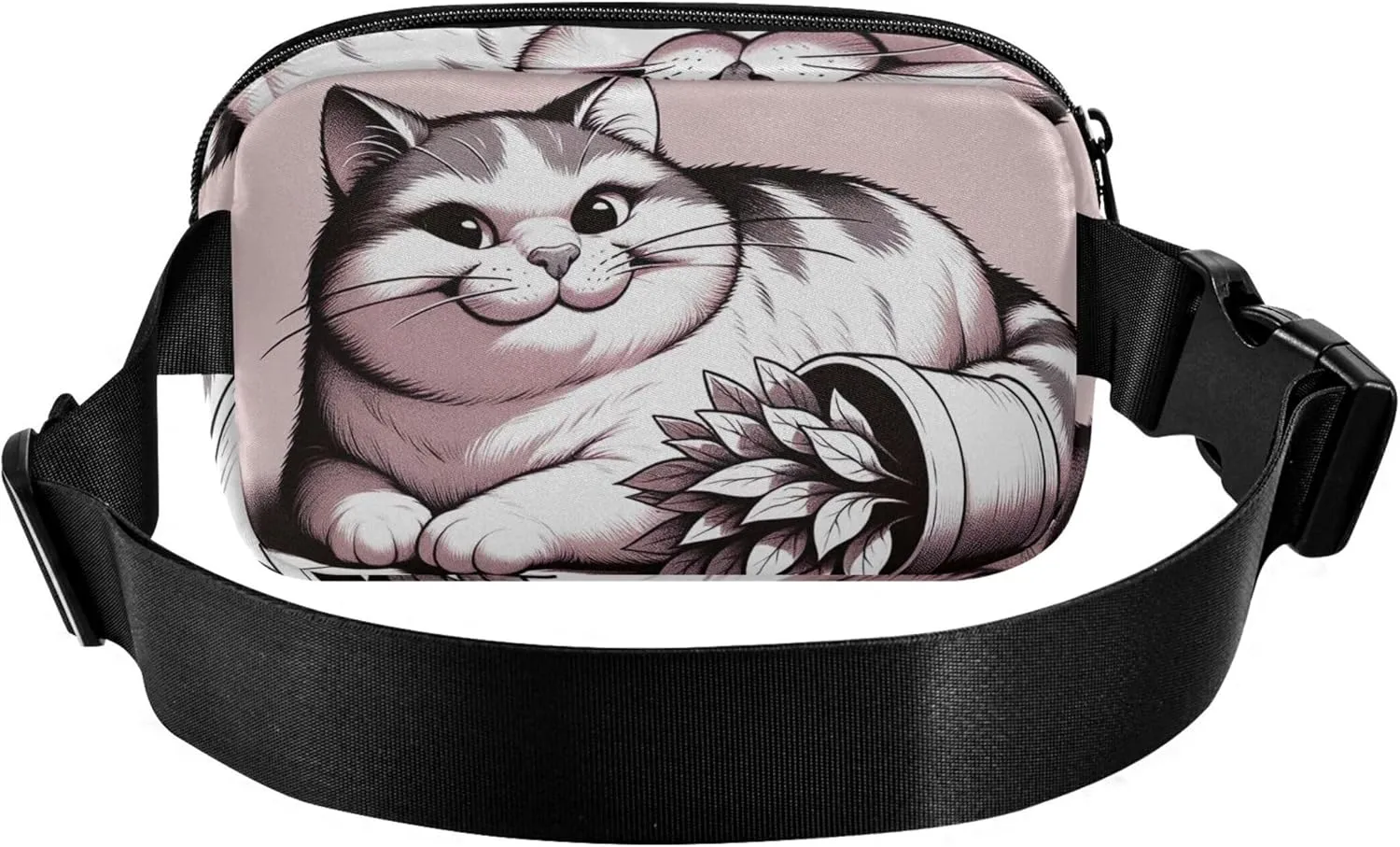 Cute Cat Mischief Pink Women Fanny Pack Bright Color Hip Pack Belt Bag Waterproof Waist Bag for Women