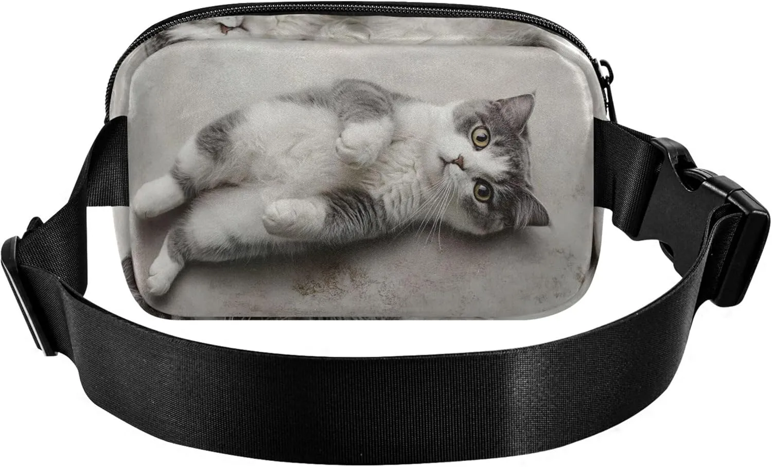 Cute Cat Relaxing Print Womens Fanny Pack Cartoon Hip Pack Belt Bag Waterproof Waist Purse for Women