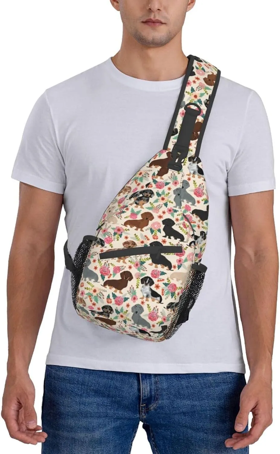Cute Dachshund Dog Unisex Sling Daypacks Adjustable Rope Shoulder Chest Bags Gym Sport Travel Hiking Daypack For Men Women Gift
