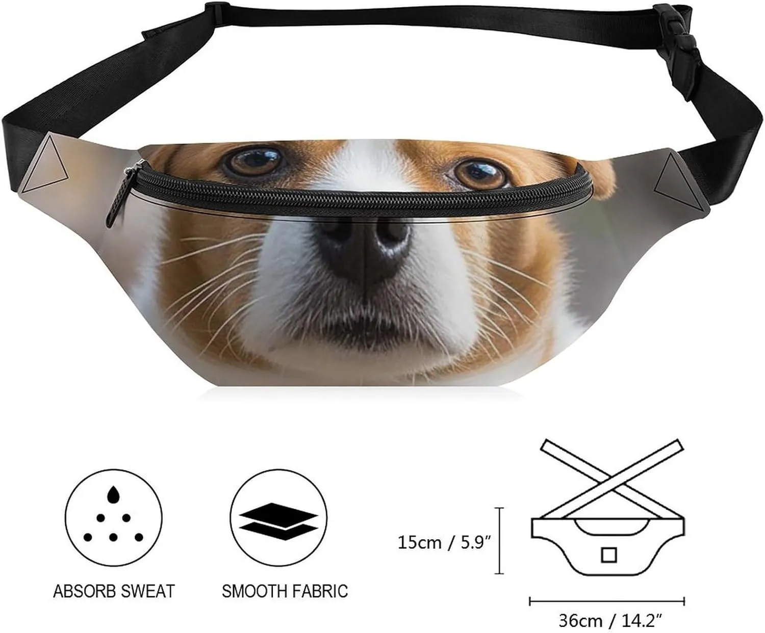 Cute Dachshund Fanny Pack for Women Men Waist Bag Waterproof Belt Bag with Adjustable Strap