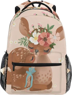 Cute Deer Bookbag for Boys Girls, Deer School Backpack for Elemantary School Casual Travel Bag Laptop Daypack One Size