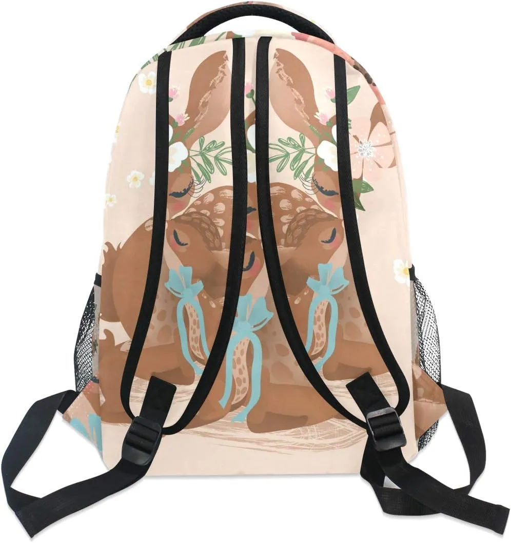 Cute Deer Bookbag for Boys Girls, Deer School Backpack for Elemantary School Casual Travel Bag Laptop Daypack One Size