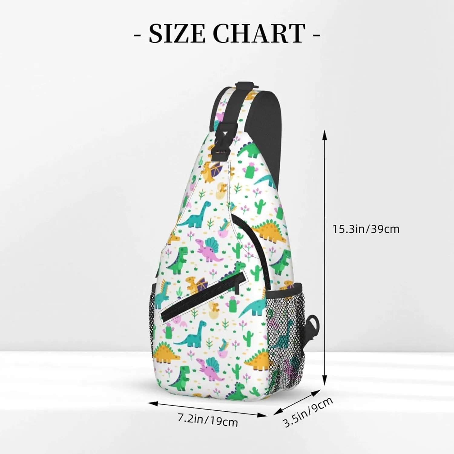 Cute Dinosaurs Tyrannosaurus Pterodactyl Chest Sling Bag Crossbody Shoulder Backpack Bag Gym Cycling Daypack Travel Hiking Cross Bag
