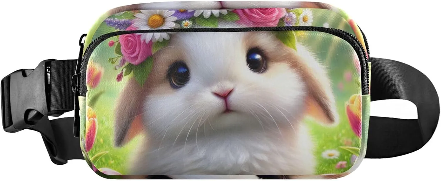 Cute Easter Bunny Eggs Garden Womens Fanny Pack Waterproof Belt Bag Hip Pack Funny Waist Bag for Women
