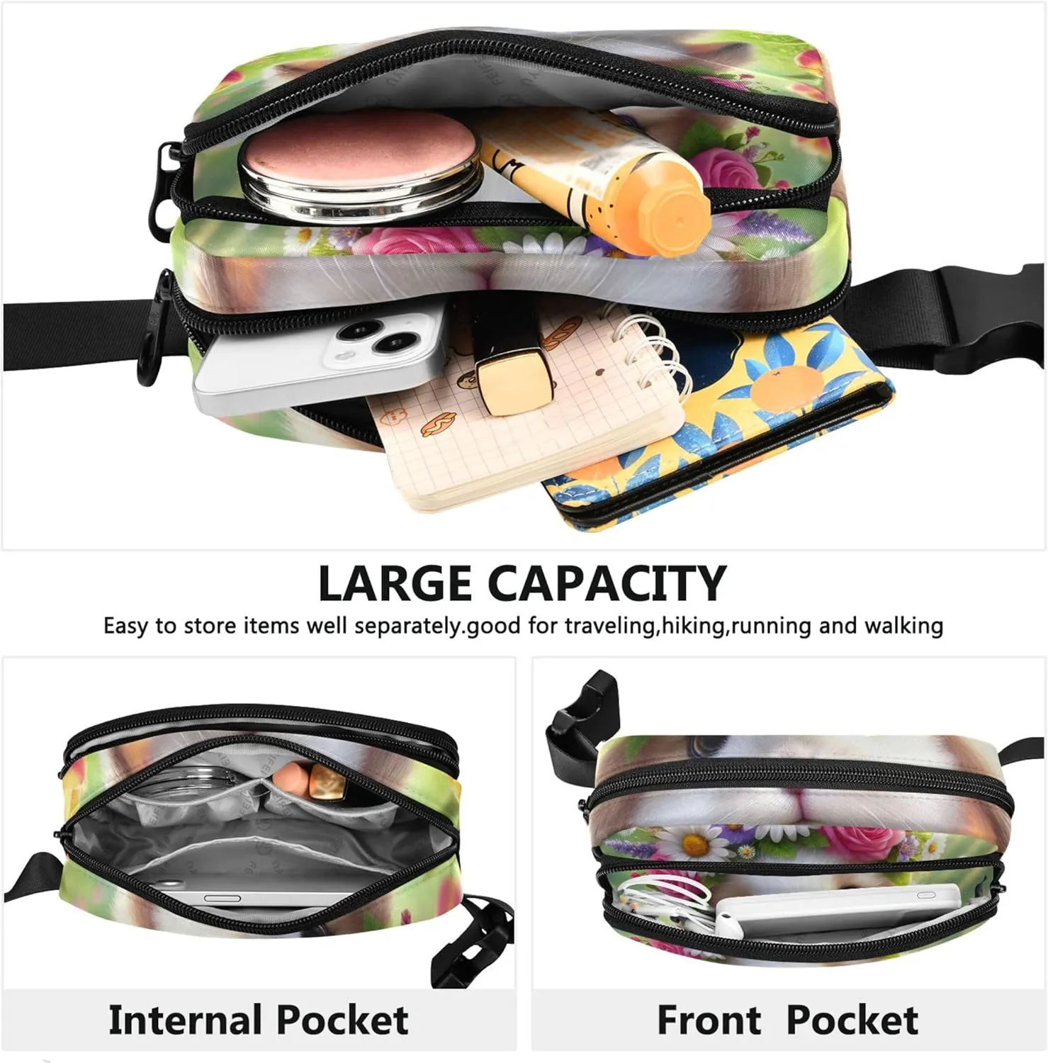 Cute Easter Bunny Eggs Garden Womens Fanny Pack Waterproof Belt Bag Hip Pack Funny Waist Bag for Women