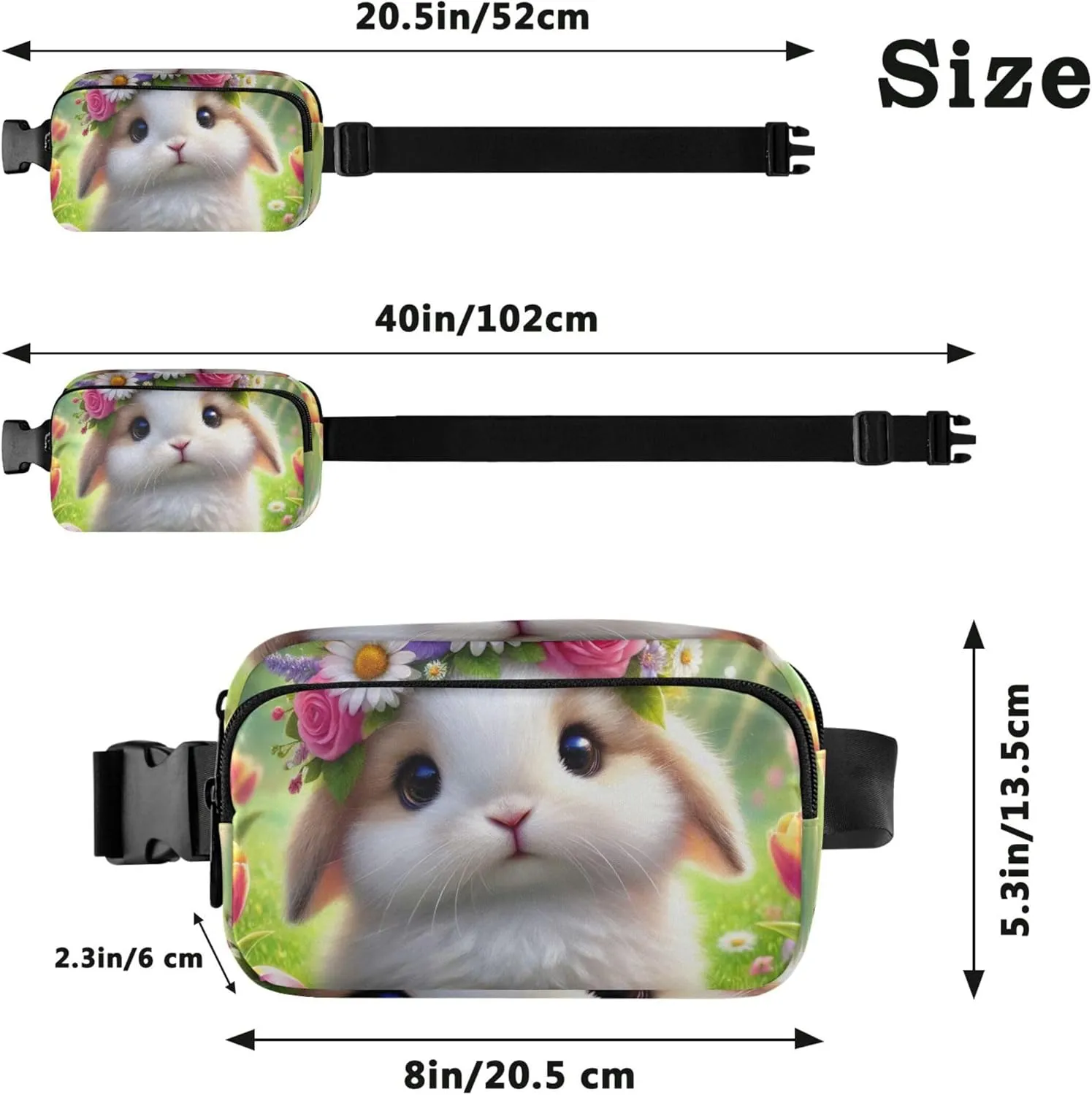 Cute Easter Bunny Eggs Garden Womens Fanny Pack Waterproof Belt Bag Hip Pack Funny Waist Bag for Women
