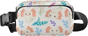 Cute Fish Axolotl Fanny Packs for Women Waterproof Large Hip Belt Bag Cute Waist Pack for Women