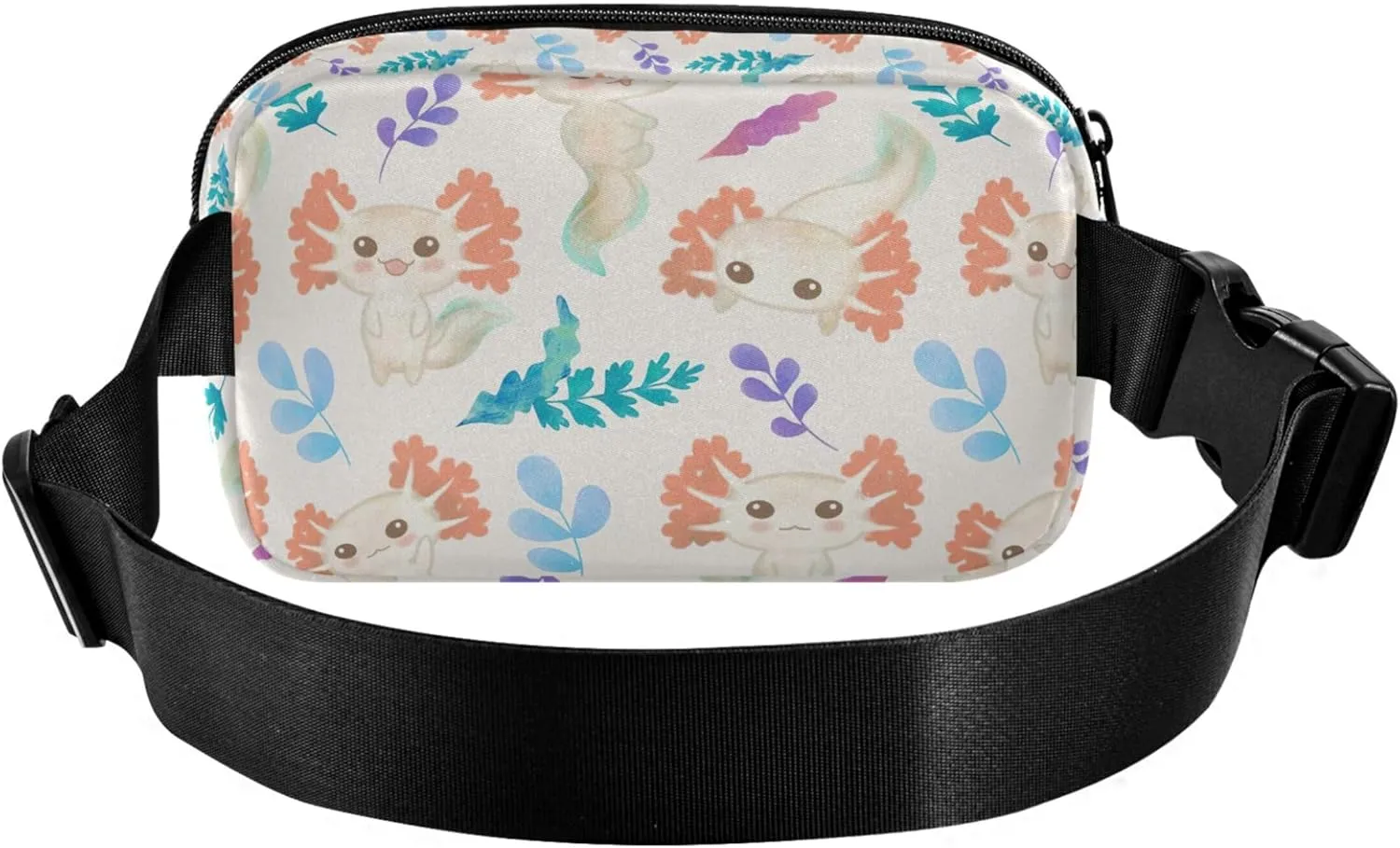 Cute Fish Axolotl Fanny Packs for Women Waterproof Large Hip Belt Bag Cute Waist Pack for Women
