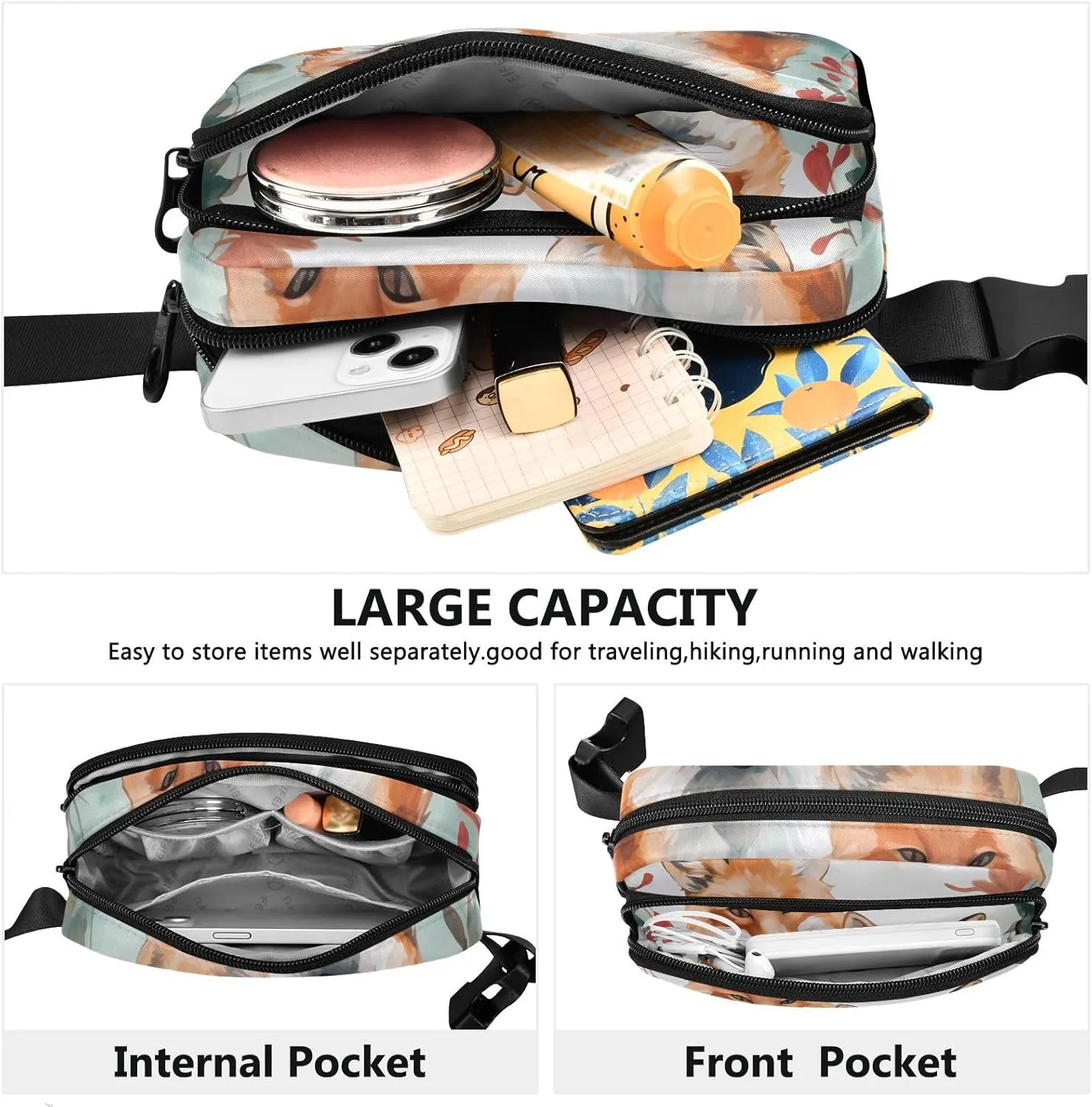 Cute Fox Fanny Packs for Women Fanny Pack For Men Belt Bag Crossbody Fanny Packs for Women Running Fanny Pack Waist Pack 21340445