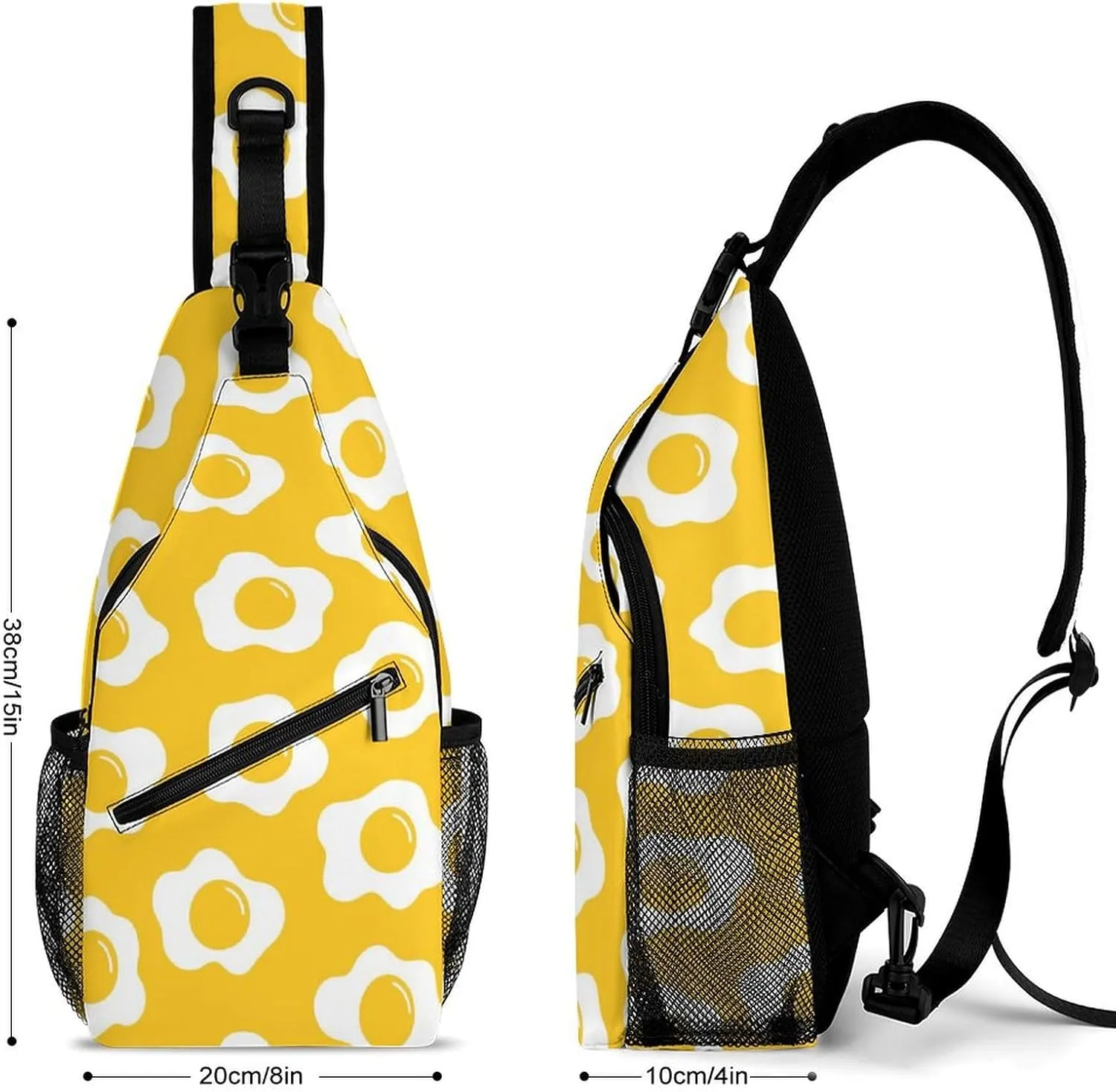 Cute-fried-eggs-pattern Crossbody Sling Backpack, Shoulder Bag Chest Bag for Travel Sport Running