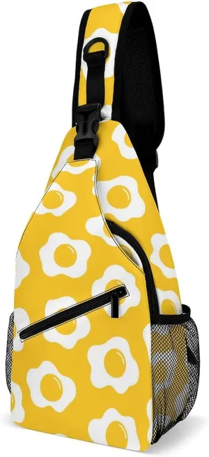 Cute-fried-eggs-pattern Crossbody Sling Backpack, Shoulder Bag Chest Bag for Travel Sport Running
