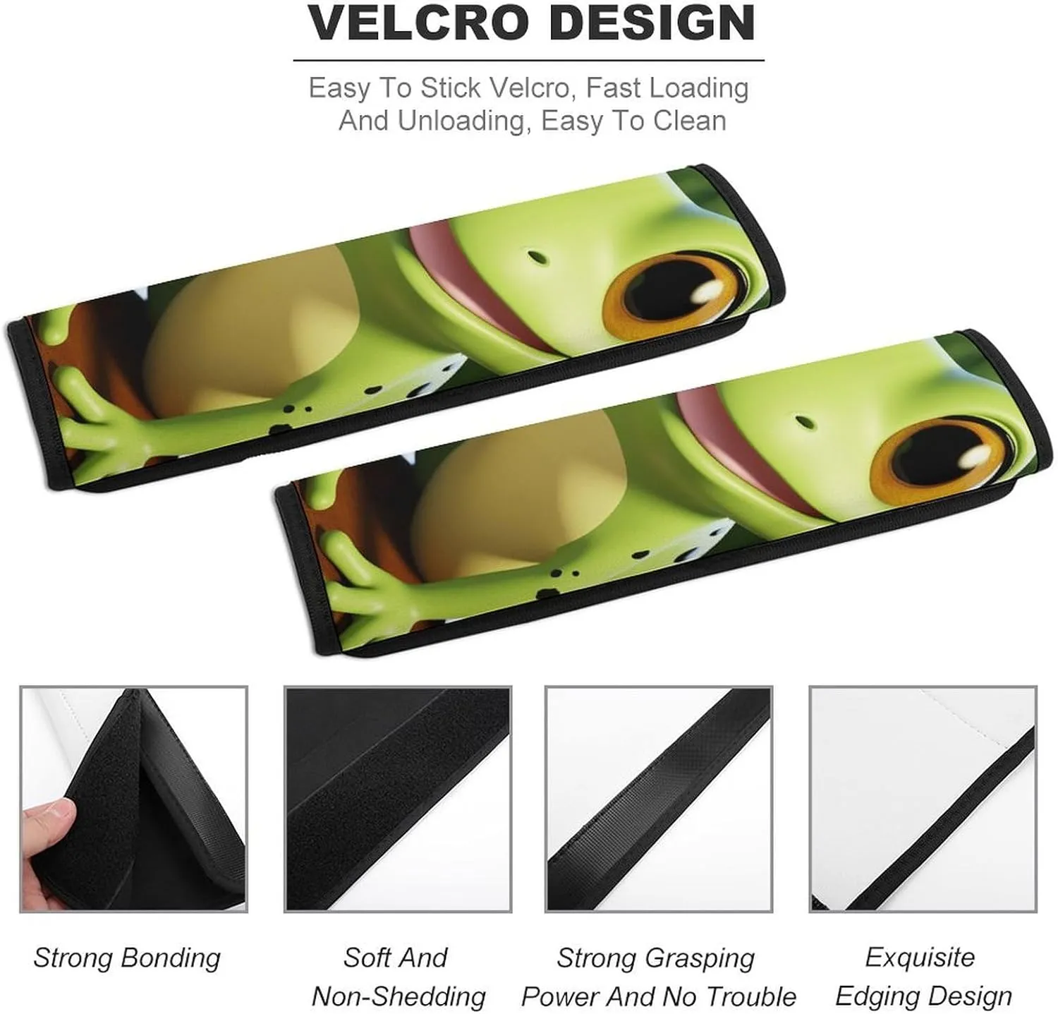 Cute Frog Auto Seat Belt Cover 2PCS Universal Car Seat Belt Shoulder Protector Pad, Protect Your Shoulders and Neck for Car Seat Belt, Shoulder Bag, Backpack
