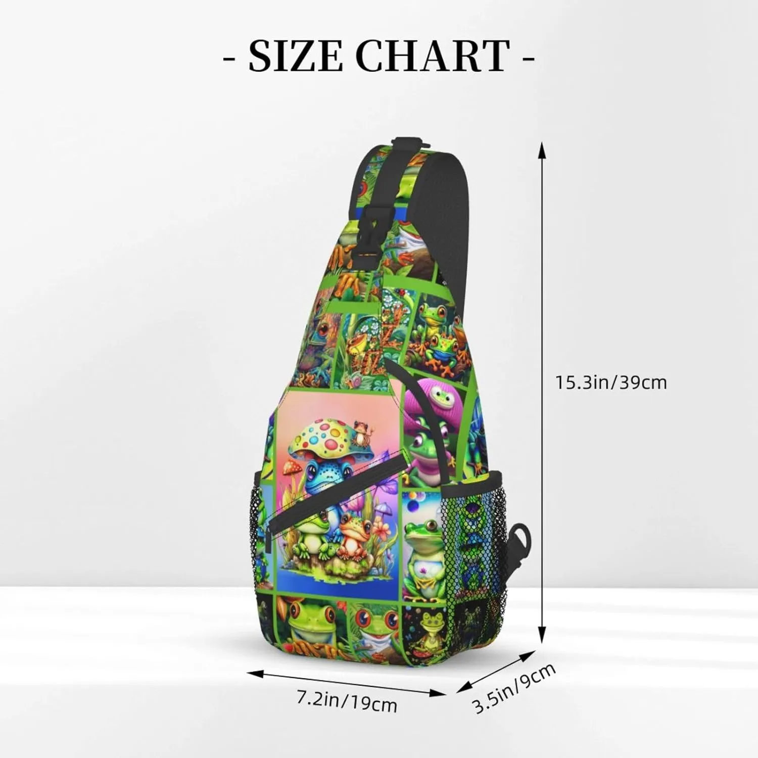 Cute Frog Sling Bag - Animal Print Crossbody Shoulder Bag, Casual Sling Backpack for Women, Men, Travel, Hiking, Cycling