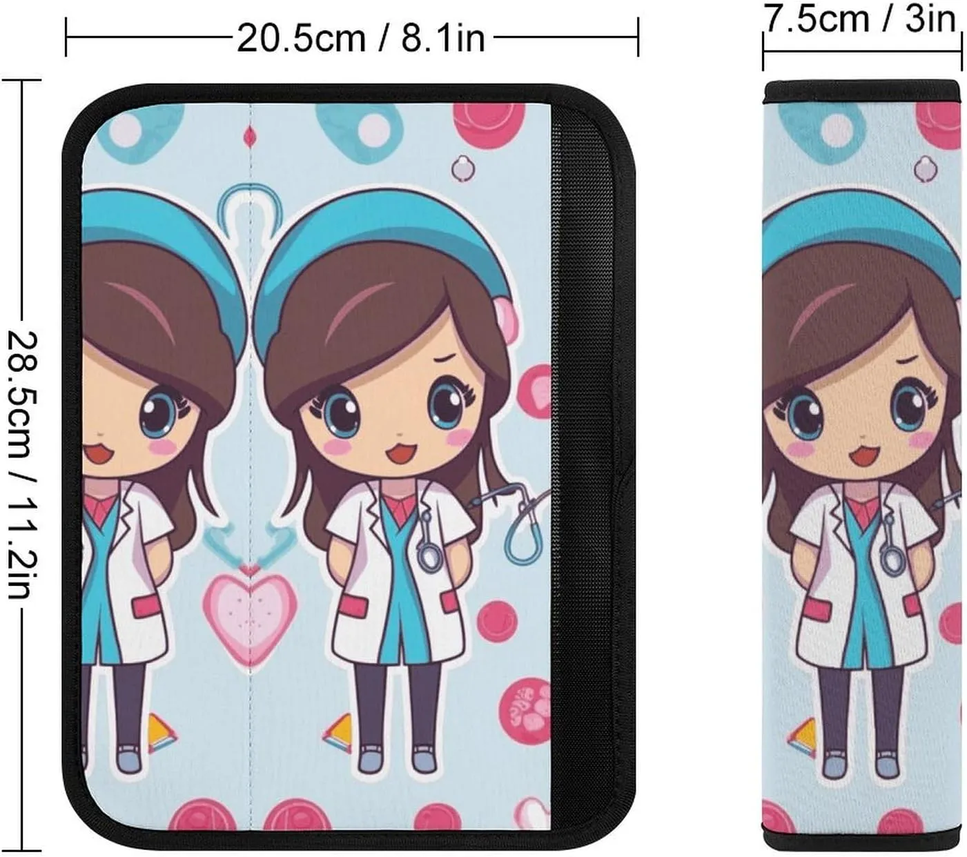 Cute Nurse Auto Seat Belt Cover 1PCS Universal Car Seat Belt Shoulder Protector Pad, Protect Your Shoulders and Neck for Car Seat Belt, Shoulder Bag, Backpack