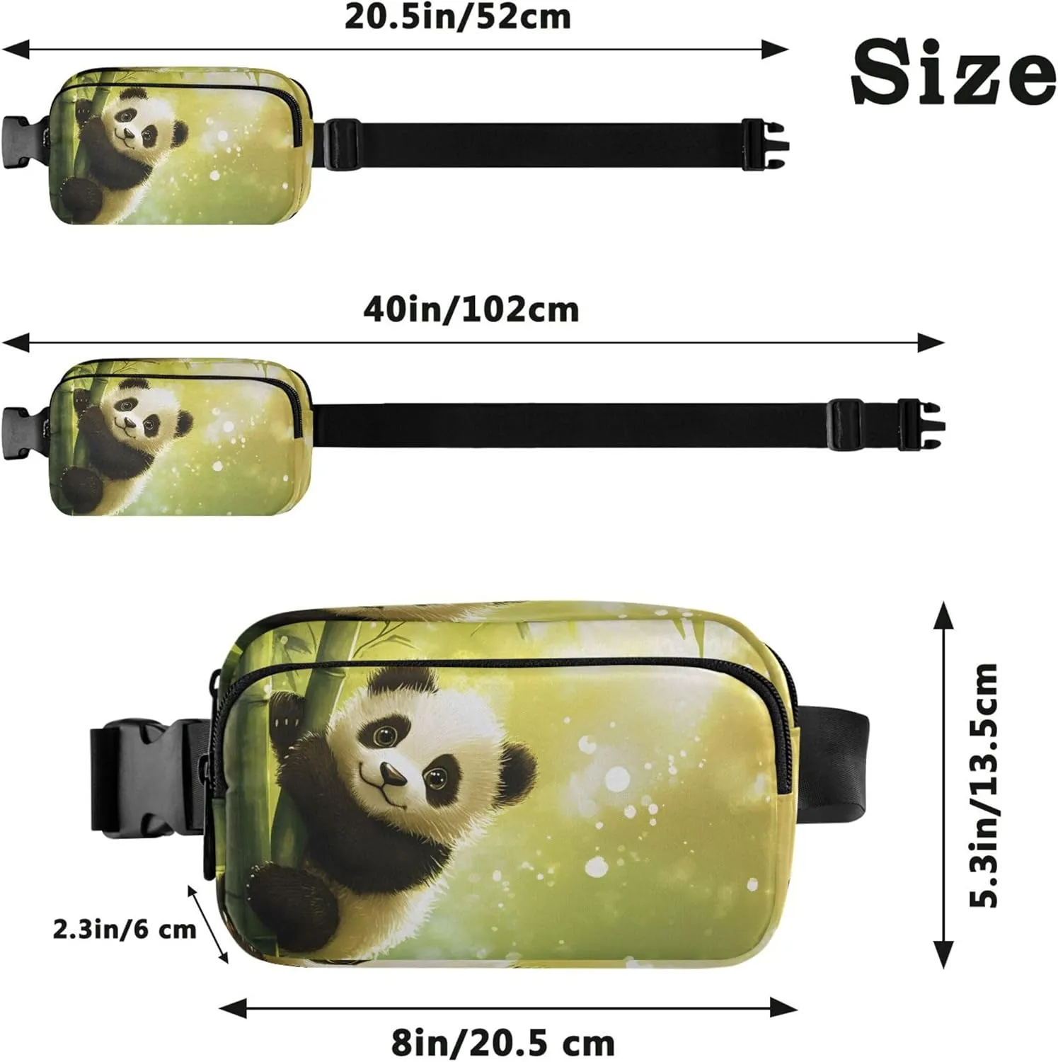 Cute Panda Hang Bamboo Women Fanny Packs Waterproof Belt Bag Hip Pack Cute Cross Body Waist Pack