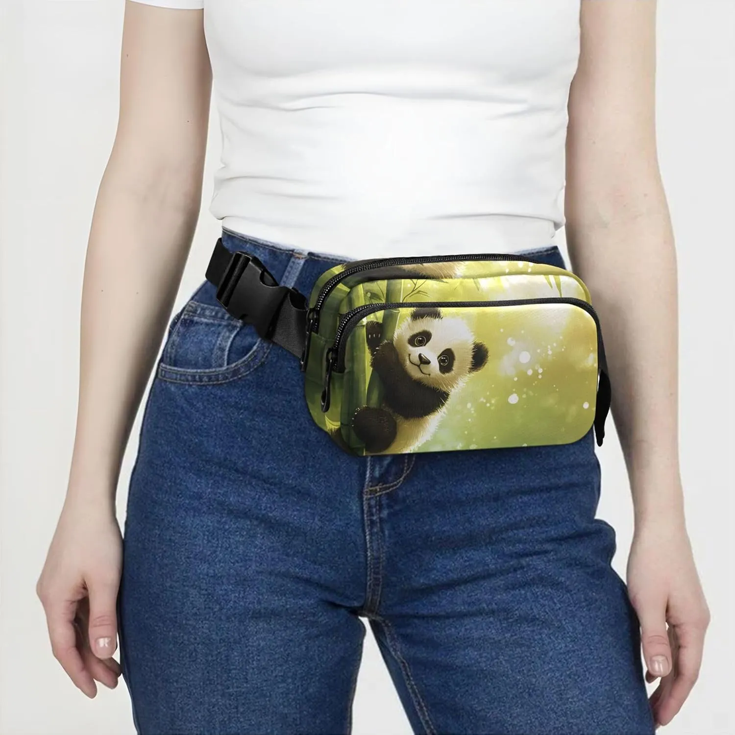 Cute Panda Hang Bamboo Women Fanny Packs Waterproof Belt Bag Hip Pack Cute Cross Body Waist Pack