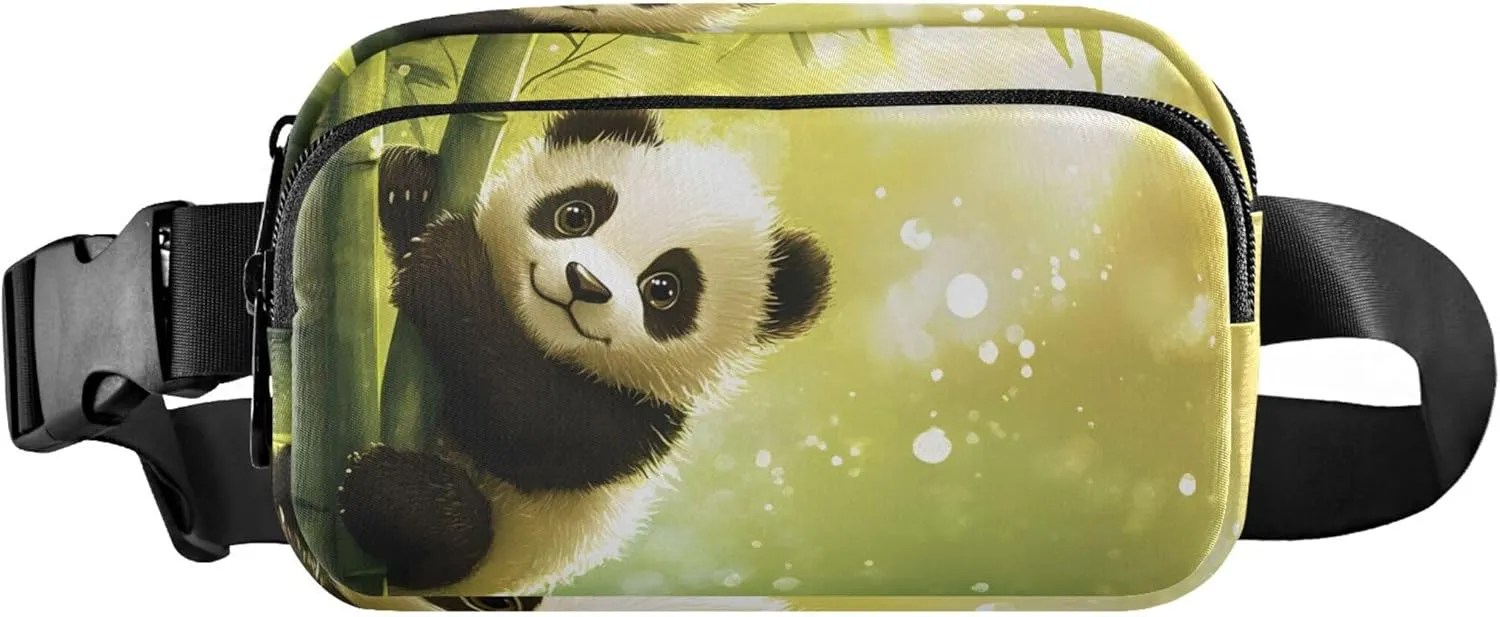 Cute Panda Hang Bamboo Women Fanny Packs Waterproof Belt Bag Hip Pack Cute Cross Body Waist Pack