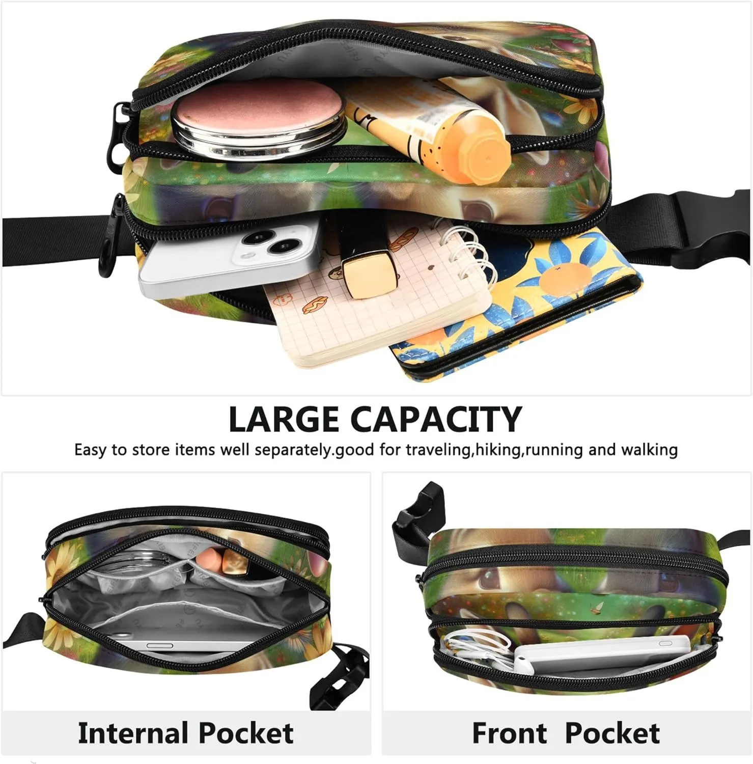 Cute Rabbits Colorful Easter Garden Women Fanny Packs Waterproof Anti Theft Belt Bag Trendy Waist Purse for Women